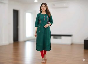Green Embroidered Kurta