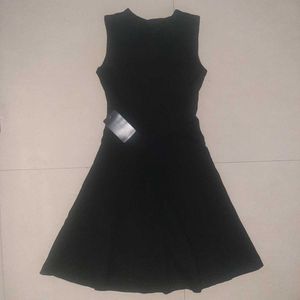 ZARA Sleek Black Sleeveless Fit &amp; Flare Dress