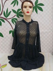 (1062)Vintage Black Button-Down Dress