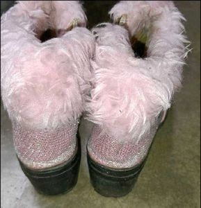 Sparkly Pink Fur Boots