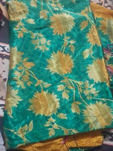 Beautiful Teal dupatta Golden Floral Print