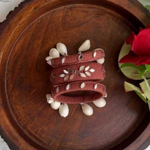 Embroidered Mirror Work Bangles Set🤎