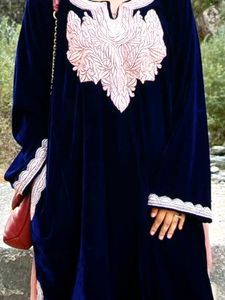 Elegant Navy Velvet Phiran set with pant