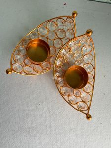 Set of 2 Crystal Tealight Holders