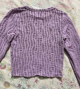 Zudio Purple Smocked Long Sleeve Top