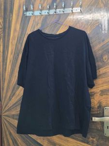 H&M Solid Black Relaxed Fit T-Shirt