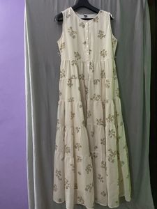 Chumbak Floral Tiered White Indowestern Dress