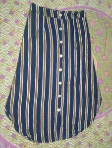 Striped Button-Front Midi Skirt
