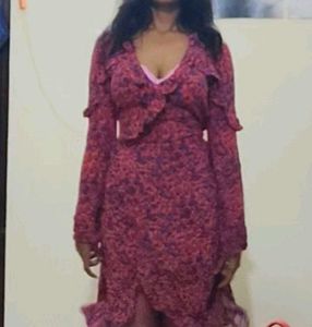 H&amp;M Red Floral Print Wrap Dress