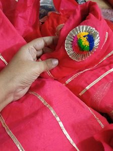 Elegant Pink Striped Kurta Set with Dupatta