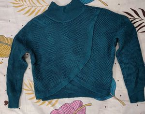 Stylish Teal Knit Sweater for plus Size