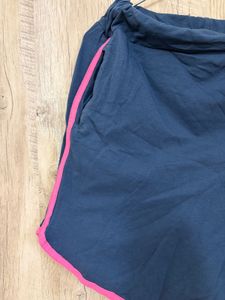 Navy Blue Shorts with Pink Trim