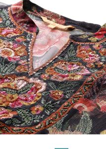 ithnic motifs print beads studded chiffon A line t