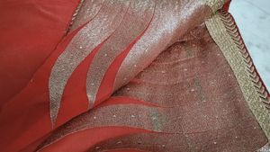 RED AND BEIGE SAREE