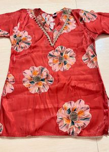 Beautiful Red Floral Kurta Tunic