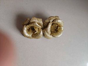 Sparkly Gold Rose Hair Clips
