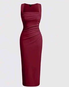 ✨ Elegant Wine Red Bodycon Maxi Dress for Women |