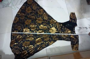 Black &amp; Golden Floral Net Long Gown / Anarkali Dre