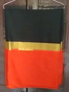 NewElegantCottonSilkSaree-Orange&amp;Blck-Extra