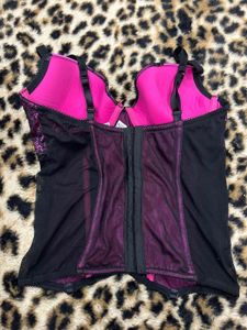 Y2k Hot Pink Lace Corset Bra lingerie