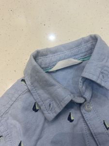 Boys Blue Sailboat Shirt &amp; Mint Shorts Set
