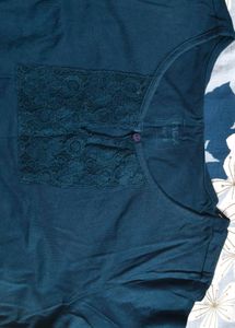 Teal Lace Detail Top