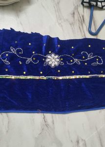 Royal Blue Embellished Velvet Blouse Piece