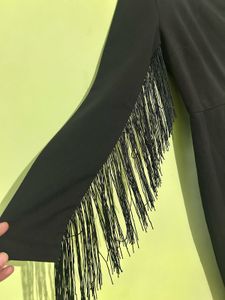 Chic Black One-Sleeve Fringe Jumpsuit