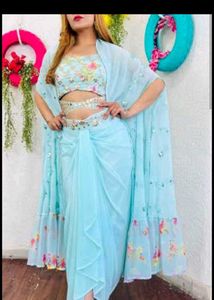 Designer Blue Lehenga Choli Set