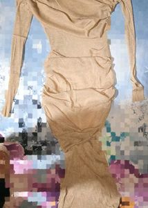 Gold Shimmering Cutout Bodycon Maxi Dress(size:xl,