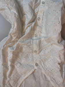 White embroidered ruffle mini dress
