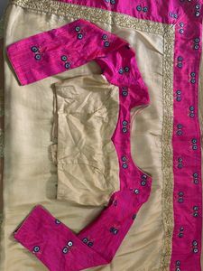 Designer Saree with Pink Border