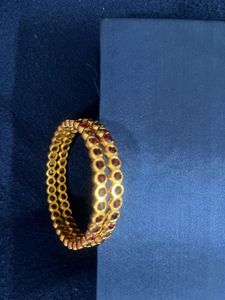 Elegant Golden  & Red Stone Bangles