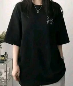 Cute Bunny Graphic Black T-Shirt