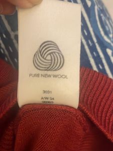 Men’s Sweater, Pure Wool, Size L, Maroonish rust C