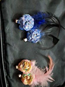 Cute Flower & Feather Hair Clips (Set of 2)