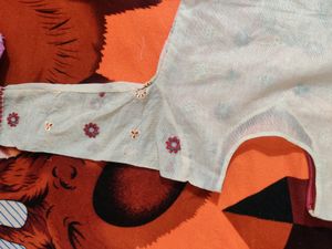 White Kurti Flower Design
