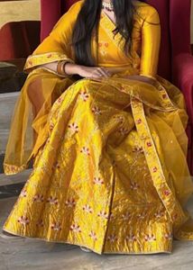 Golden Embroidered Lehenga Choli Set