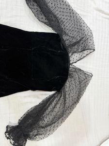 Elegant Black Velvet Off-Shoulder Dress