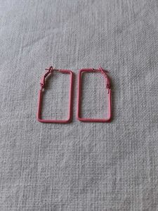Pink Square Hoop Earrings