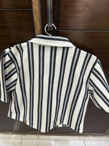 Striped Cropped Button-Up Shirt || Korean Look