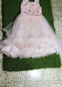 Pink Starry Dress with Fur Coat
