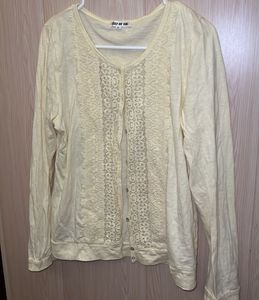 Cream Lace Detail Long Sleeve Top