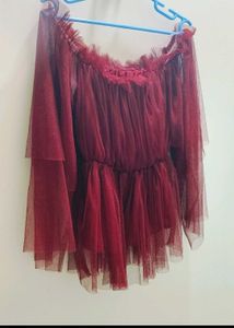 Chic Off-Shoulder Tulle Top