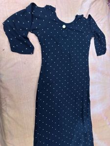 Navy Blue Polka Dot Kurta with black legging