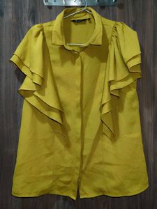 Stylish Yellow Ruffled Sleeve Top