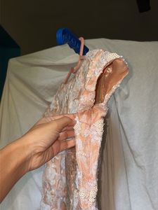Designer Peach Embroidered Mini Dress