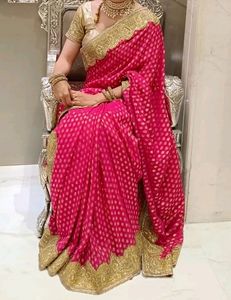 Pure Banarasi Khaddi Heavey Golden Border Saree