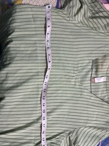 Striped Olive Green V-Neck Top