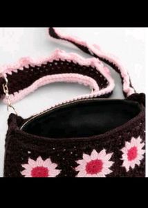 Crocheted Flower Shoulder Bag